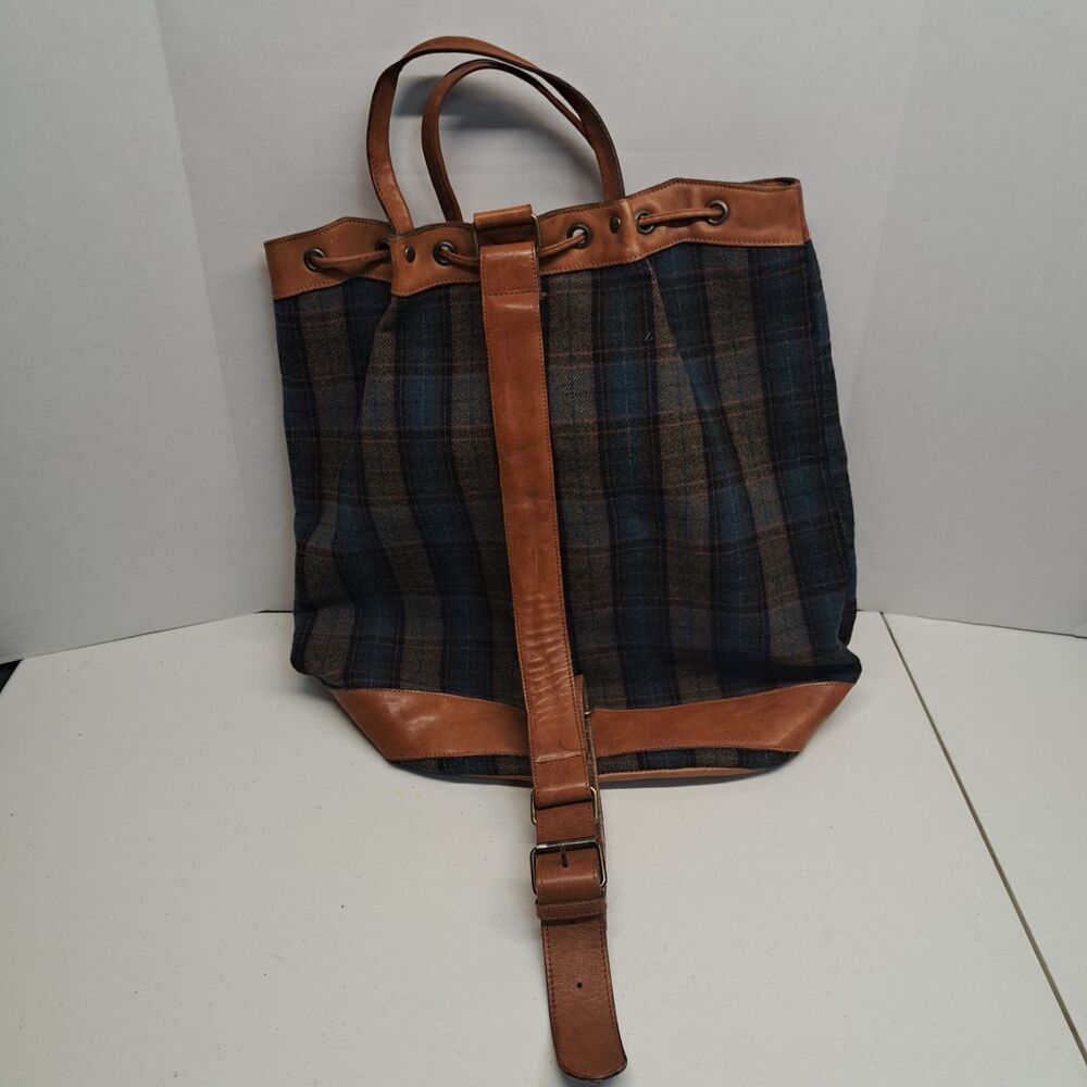 Vintage Banana Republic Plaid Bucket Bag Made In Italy - Picture 3 of 11